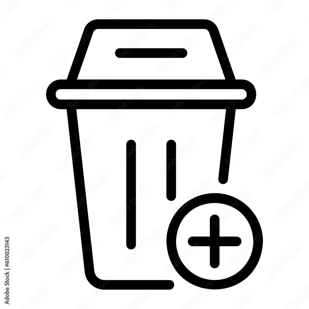 rubbish can line icon