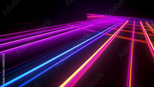 neon color neon lines with blue neon glow with purple and orange, long distance and deep distance, celestialpunk, background photo