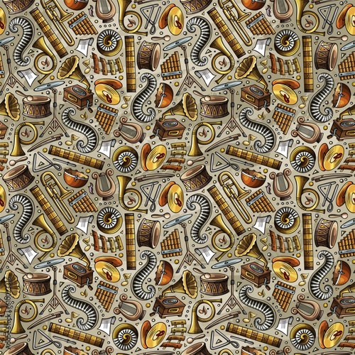 Cartoon cute doodles Classical music seamless pattern