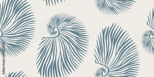 Trendy modern Seashells seamless pattern. Fashion template for design.