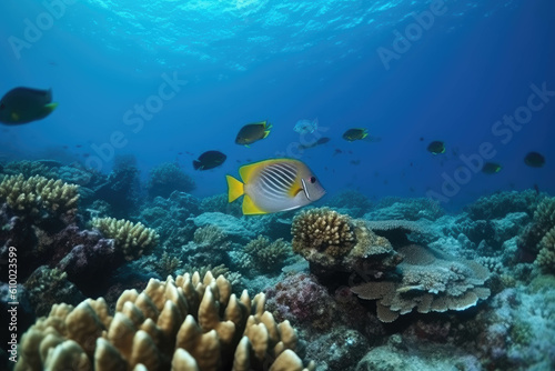 Tropical fish on a coral reef underwater wildlife. AI