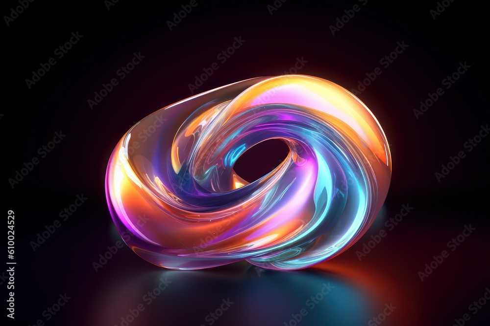 3d rendering, abstract violet background with curvy glass ribbon and reflection on the floor surface. Simple modern feng shui 3d rendering, abstract violet background with curvy glass ribbon and reflection on the floor surface. Simple modern feng shui