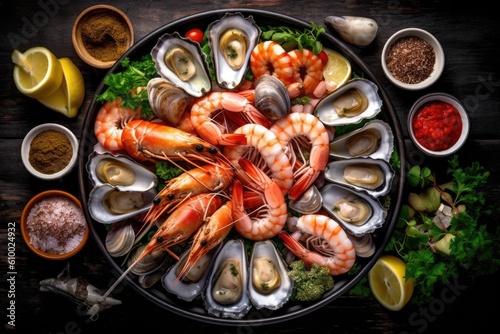 stock photo of A plateau de fruits de mer is a seafood Food Photography AI Generated photo
