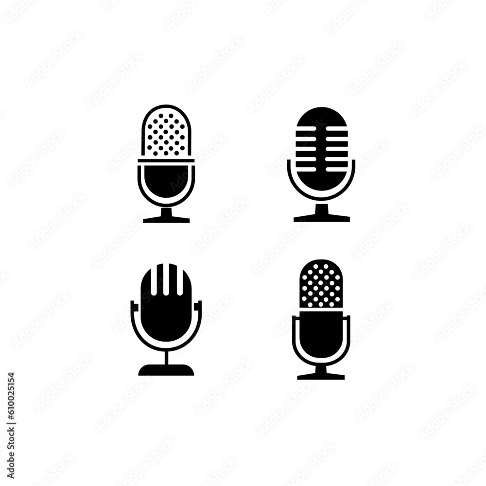 mic icons, microphone symbols, audio icons, sound icons, recording