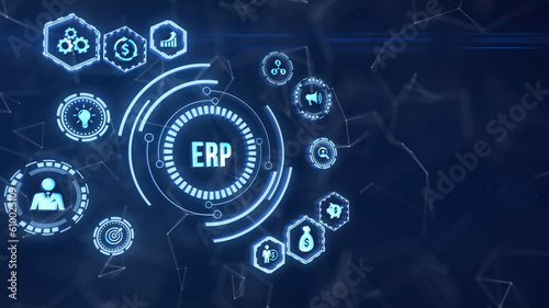 Internet, business, Technology and network concept. Enterprise resource planning ERP concept. 3d illustration