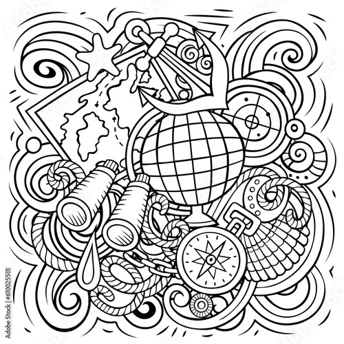 Nautical cartoon vector illustration.