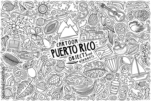 Set of PUERTO RICO traditional symbols and objects