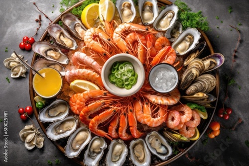 stock photo of A plateau de fruits de mer is a seafood Food Photography AI Generated