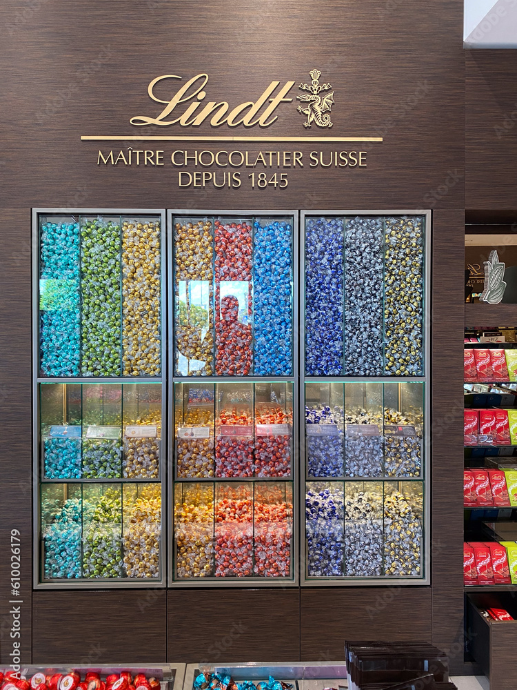 Lindt chocolate shop and bar shop castle store in luxury fashion