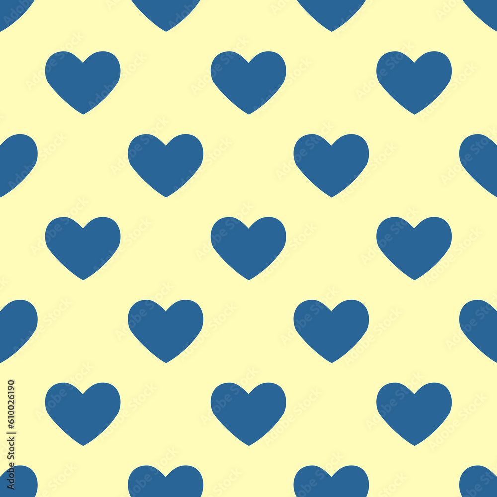 Seamless heart pattern on blue background.Simple white heart shape seamless pattern in diagonal arrangement. Love and romantic theme background.