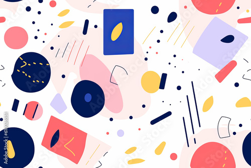 fun colorful seamless pattern. bright simple abstract shapes. Generative ai