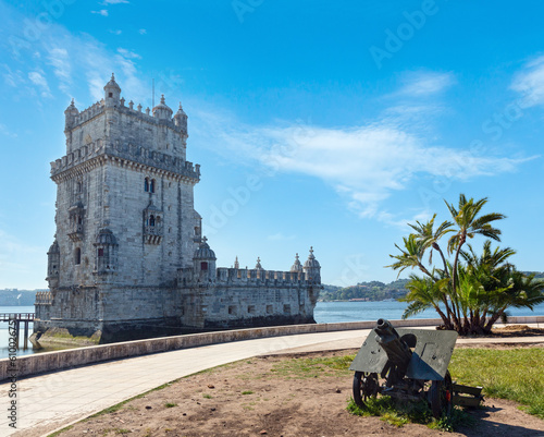 Belem Tower (or the Tower of St Vincent) on bank of Tagus River in Lisbon, Portugal. Built between 1515-1521 by Francisco de Arruda.