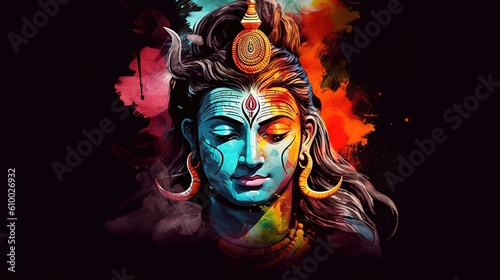 Happy Maha Shivratri, Illustration Of Lord Shiva, Generative ai photo