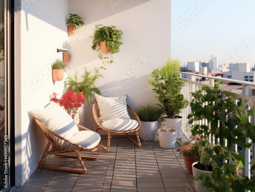 Fototapeta Cozy, minimalistic, modern balcony ideas