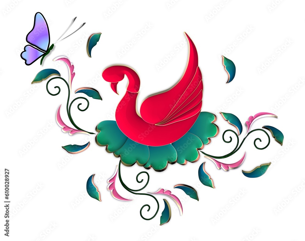 abstract floral background with butterfly and swan abstract floral background with butterfly and swan