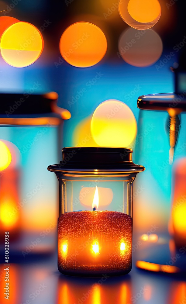 candle in the glass created with Generative AI technology candle in the glass created with Generative AI technology