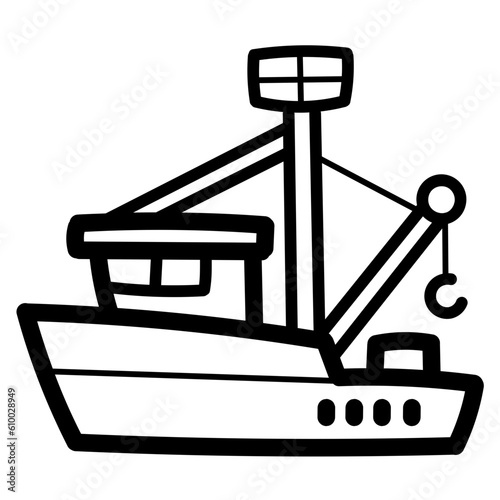 trawler line icon style