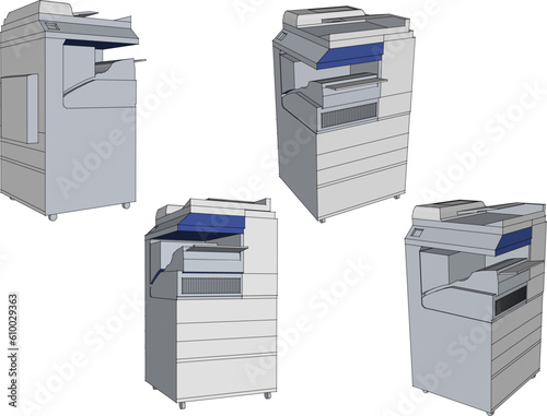 Sketch vector illustration of a large automatic copier