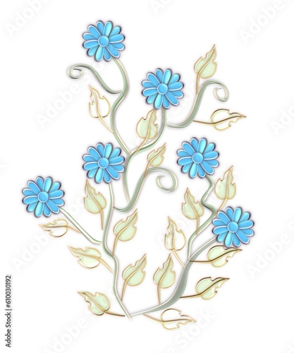 glossy leaf plant  with shiny sky blue flowers