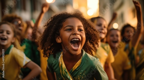 Stampa su tela Brazilian child celebrating - Illustration created with generative ai