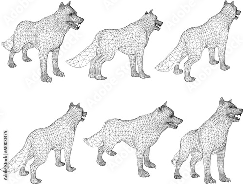 Sketch vector illustration of forest wolf cartoon animal with sharp teeth © nur