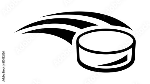 Hockey puck illustration. Sport club item or symbol. Healthy lifestyle object.