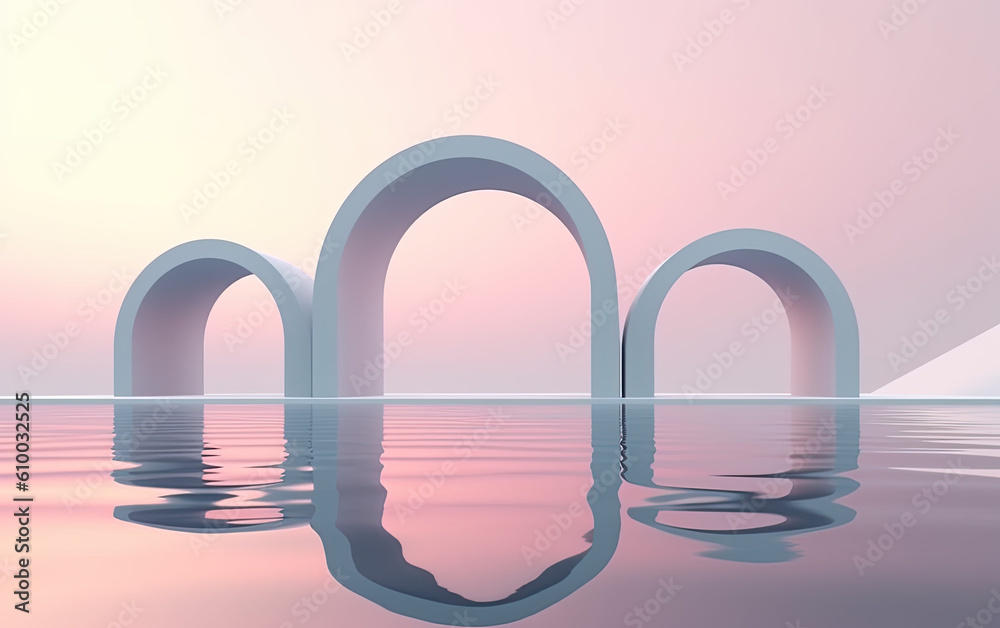abstract arch on seascape background created with Generative AI technology abstract arch on seascape background created with Generative AI technology