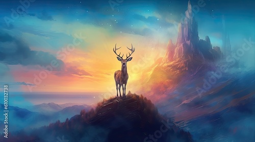 some kind of a deer standing on top of a mountain Generative Ai