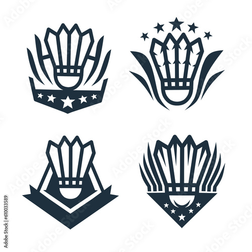 badminton logo set.badminton sports tournament.vector logo black on white background