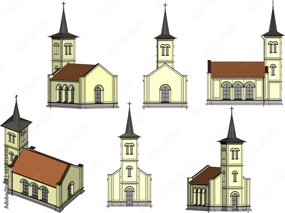 Vector illustration cartoon sketch of holy catholic old church