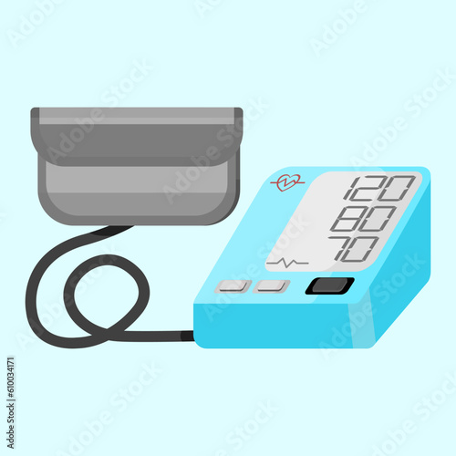 Medical equipment, Automatic blood pressure monitor in flat vector illustration design