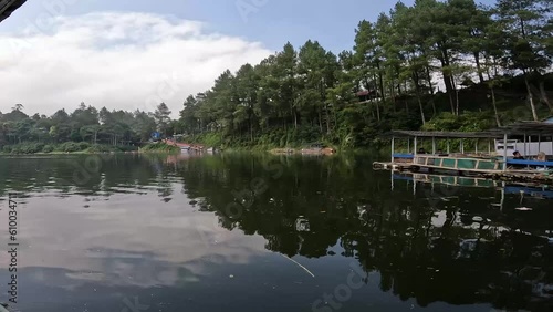 Boat Ride on Lake Telaga Menjer Wonosobo Central Java Indonesia 4k High Quality Footage photo