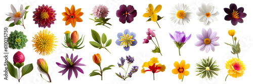 set of flowers On transparent background (png), easy for decorating projects.