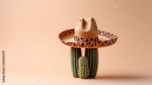 cactus wearing Maxican hat created with Generative AI technology