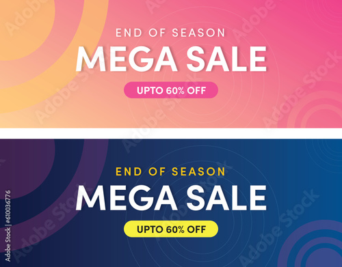 Set of mega sale banner, End of season sale backgrounds and banner, easy editable 
