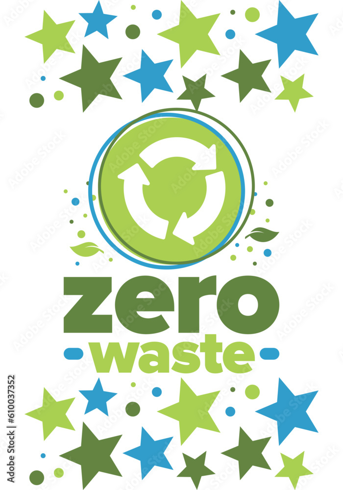 Zero Waste. Ecology poster. Refuse and Reduce. To Reuse and Recycle. Green January for environment. Eco friendly lifestyle. Save the planet. No plastic, only eco bag. Vector illustration Zero Waste. Ecology poster. Refuse and Reduce. To Reuse and Recycle. Green January for environment. Eco friendly lifestyle. Save the planet. No plastic, only eco bag. Vector illustration