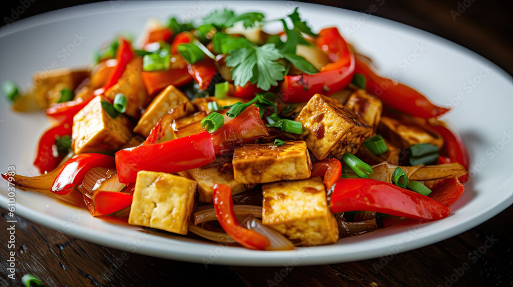 chinese stir fry tofu oily and spicy created with Generative AI technology chinese stir fry tofu oily and spicy created with Generative AI technology