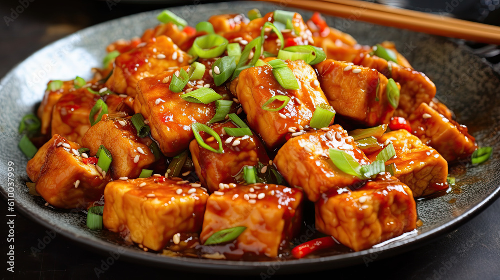 chinese stir fry tofu oily and spicy created with Generative AI technology