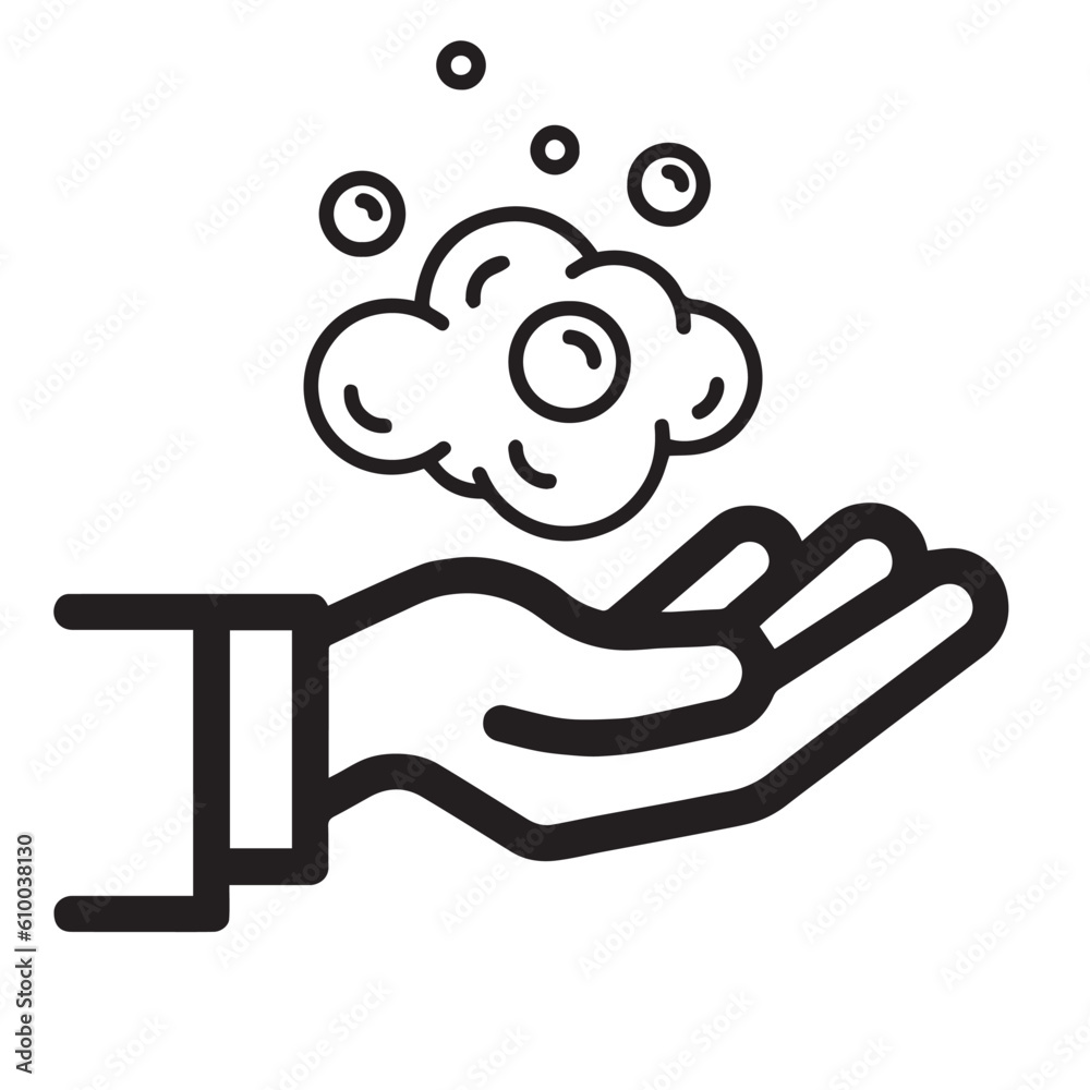 hand with soap foam hand with soap foam