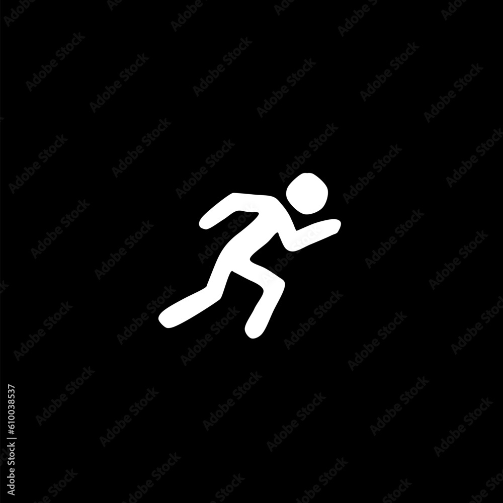  Running man icon hand drawn icon  isolated on black background 