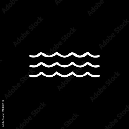 Sea waves line hand drawn icon isolated on black background © Jovana