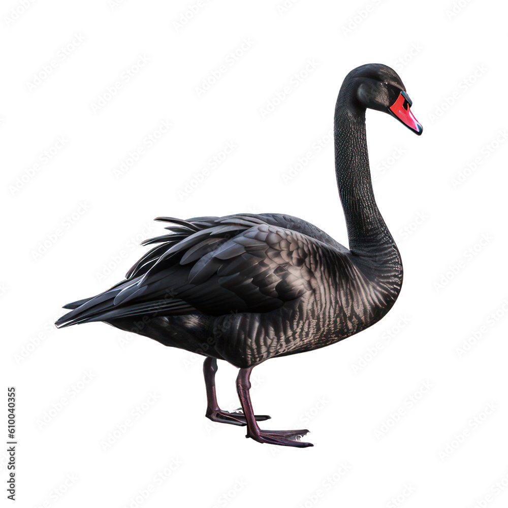 Fototapeta premium Black swan isolated on white created with Generative AI