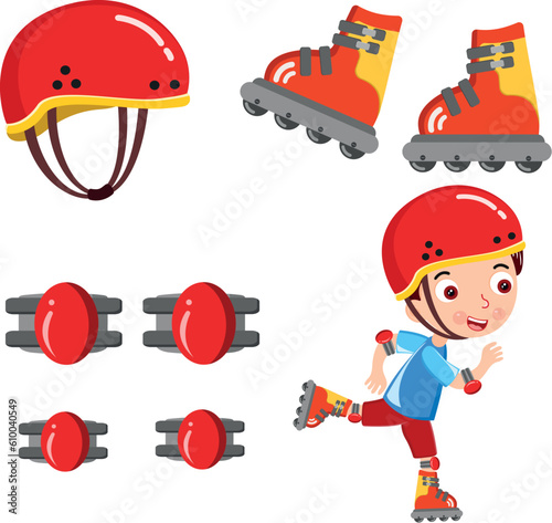 children on the scooter with helmets