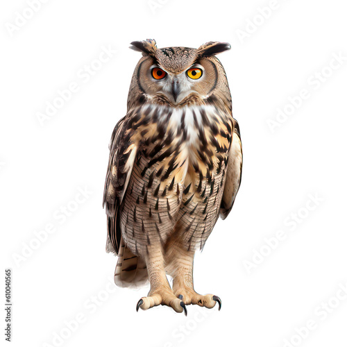 Eagle owl isolated on white created with Generative AI