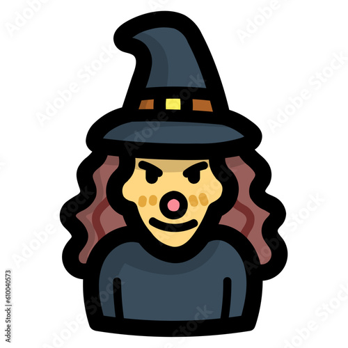 witch filled outline icon style