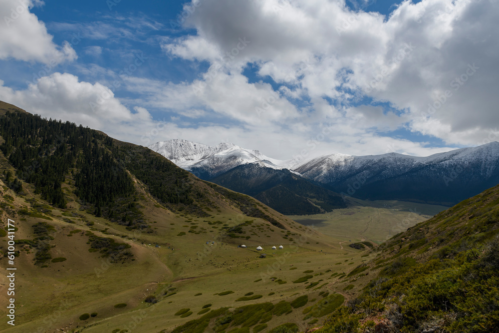 Obraz premium Summer mountain landscape. Kyrgyzstan mountains. Issyk-Kul region.