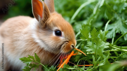 feeding carrots to a rabbit created with Generative AI technology
