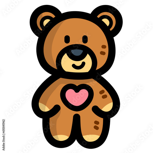 teddy bear filled outline icon style
