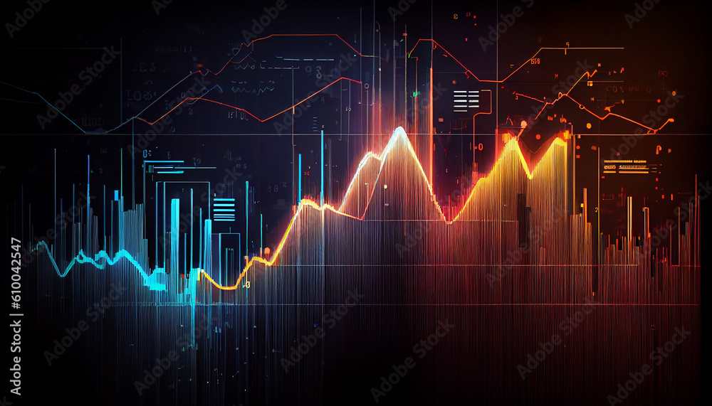  Stock market chart lines financial graph on technology background Ai generated image