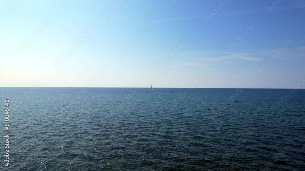 Novigrad - croatia - Sailing yacht on the Adriatic SeaAn aerial view with the drone over the beautiful port of Novigrad Novigrad - croatia - Sailing yacht on the Adriatic SeaAn aerial view with the drone over the beautiful port of Novigrad